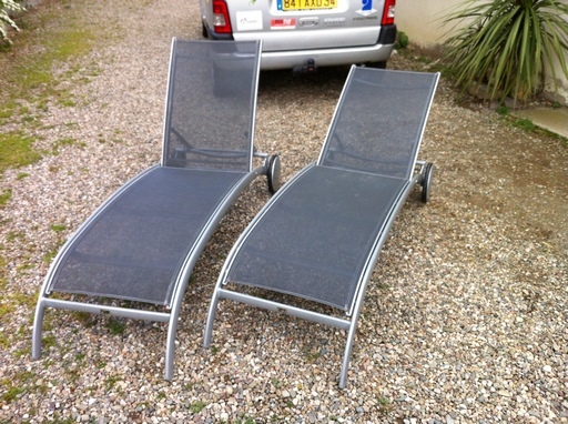 Fauteuils de Designer extérieur réfection des toiles en Batyline Iso Serge Ferrari Toile Batyline Iso