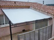 Pergola Toile fixe PVC précontraint Ferrari 705 blanc résistant tous temps Texyloop (2)