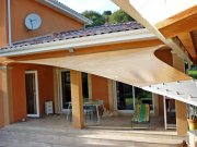 Voile d'ombrage triangulaire en stretch ivoire confection couture fil Tenara GORE TEX (5)